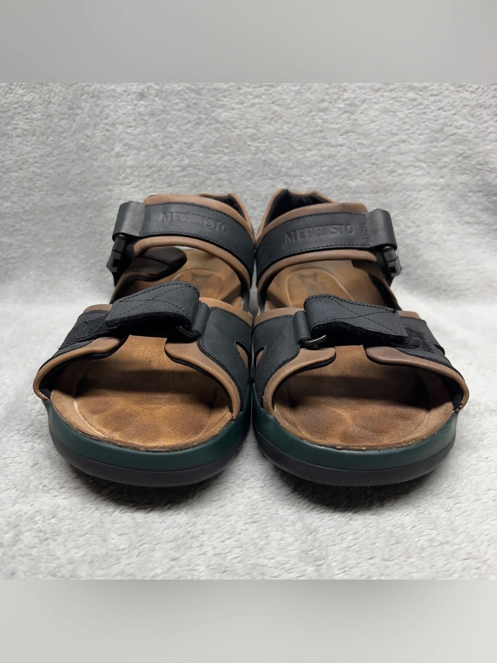 Mephisto Shark Fit Sandals Men's Size 44 US 10 Black Brown Leather Comfort